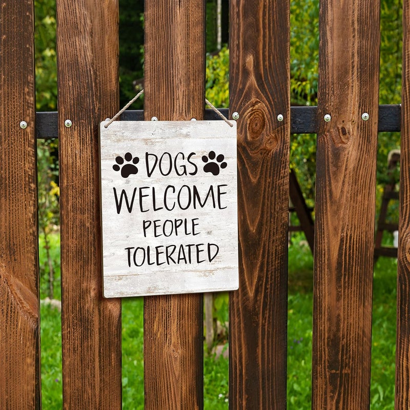 FUGWN Dogs Welcome People Tolerated Dog Wooden Signs 8x10, Dog Signs for Home Decor, Dog Decorations for The Home, Dog Wall Decor, Dog Paw Sign, Dog Gifts, Gifts for Dog Lovers - Image 5
